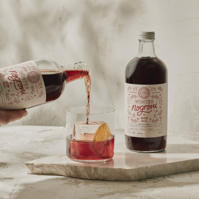 Non-Alcoholic Winter Nogroni
